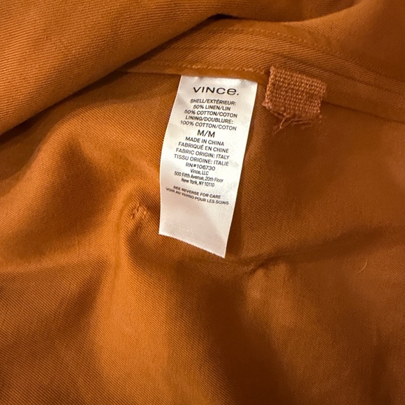 Vince Dark Sienna Cotton Linen Cropped Trench Medium - Picture 3 of 3